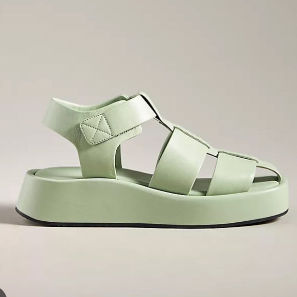 NWT ANTHROPOLOGIE Pilcro Flatform Fisherman Sandals Sage/Moss size 36